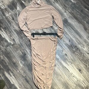 Elegant Tan Long Sleeve Dress